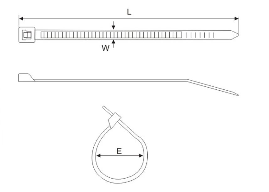 Drawings of Self-locking Nylon Cable Ties